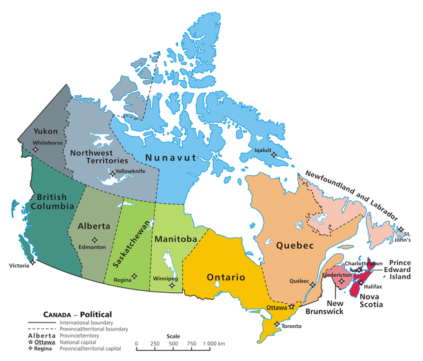 Political Map of Canada in 2010