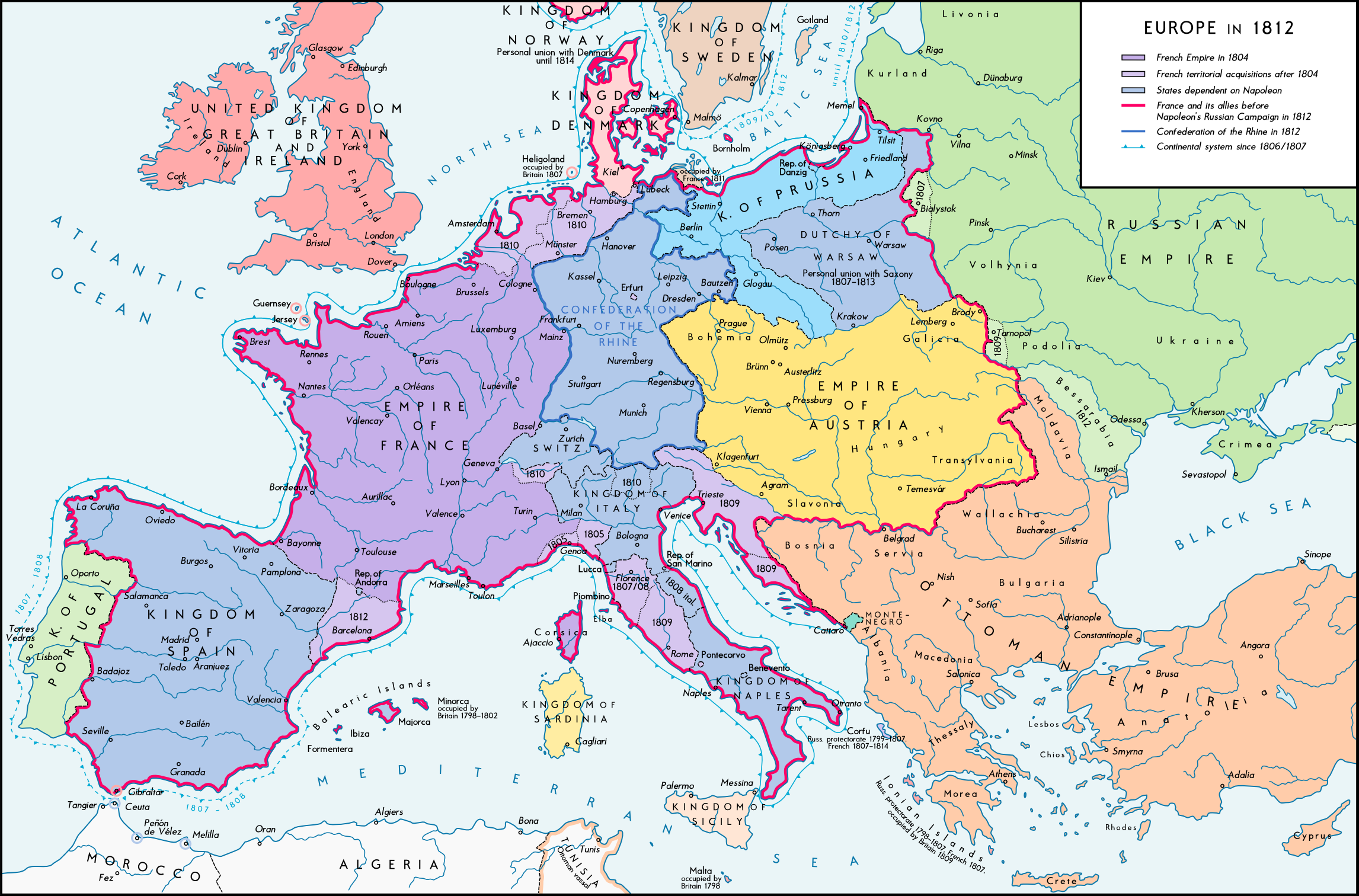 Napoleonic Wars: Europe in 1812.